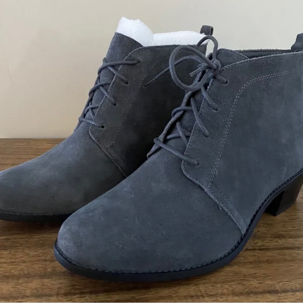 Vionic Orthaheel Women Suede Lace-up Ankle Boots - Andi - Charcoal - Size 10 NEW